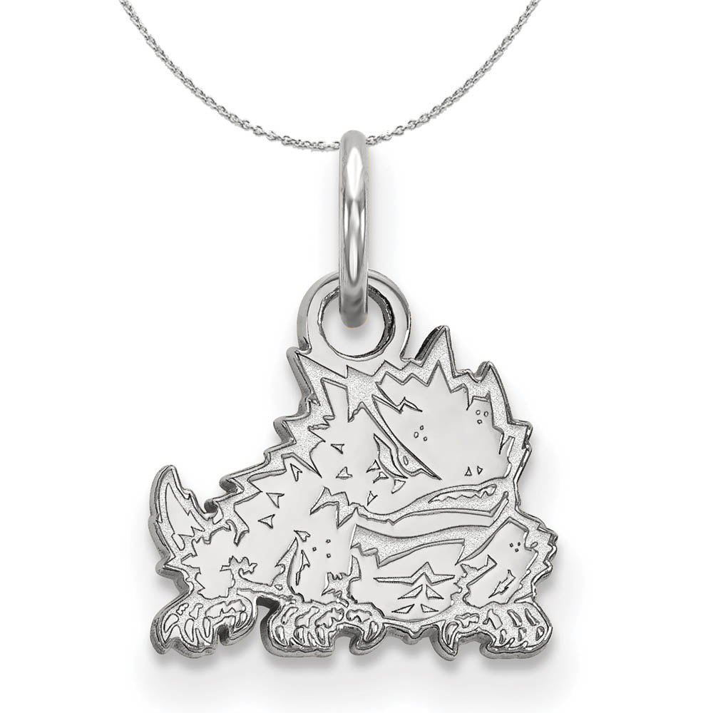 Sterling Silver Texas Christian U. XS (Tiny) Pendant Necklace, Item N16703 by The Black Bow Jewelry Co.