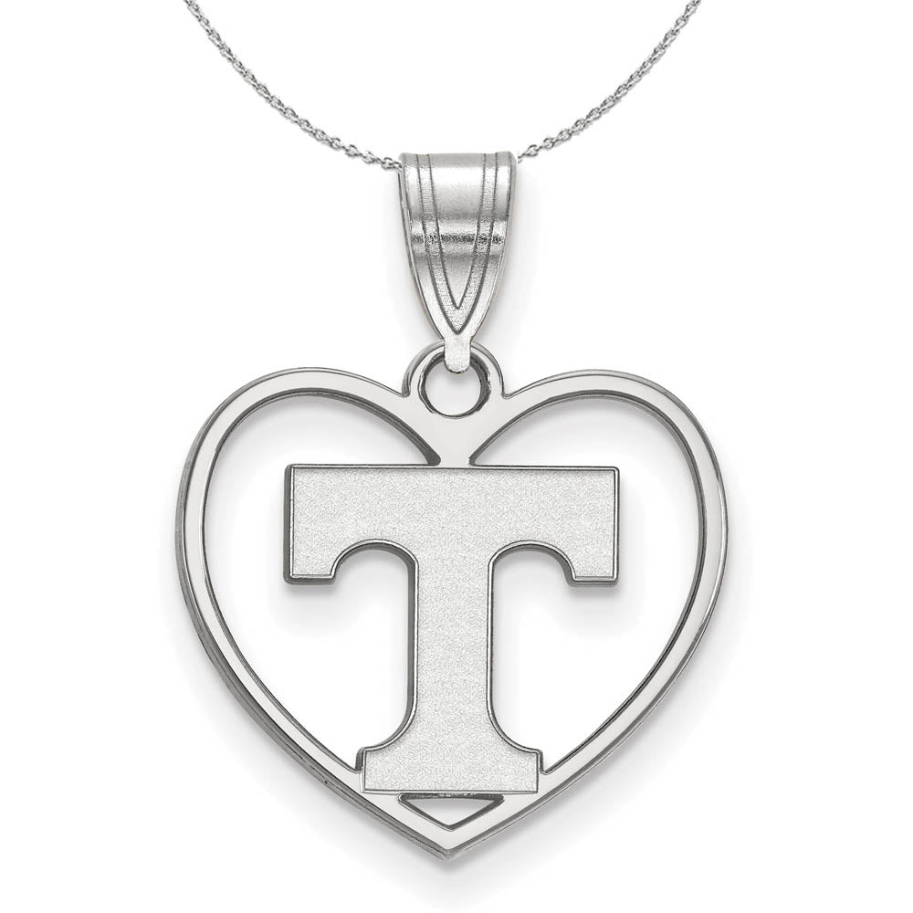 Sterling Silver U. of Tennessee Initial T Heart Necklace, Item N16733 by The Black Bow Jewelry Co.