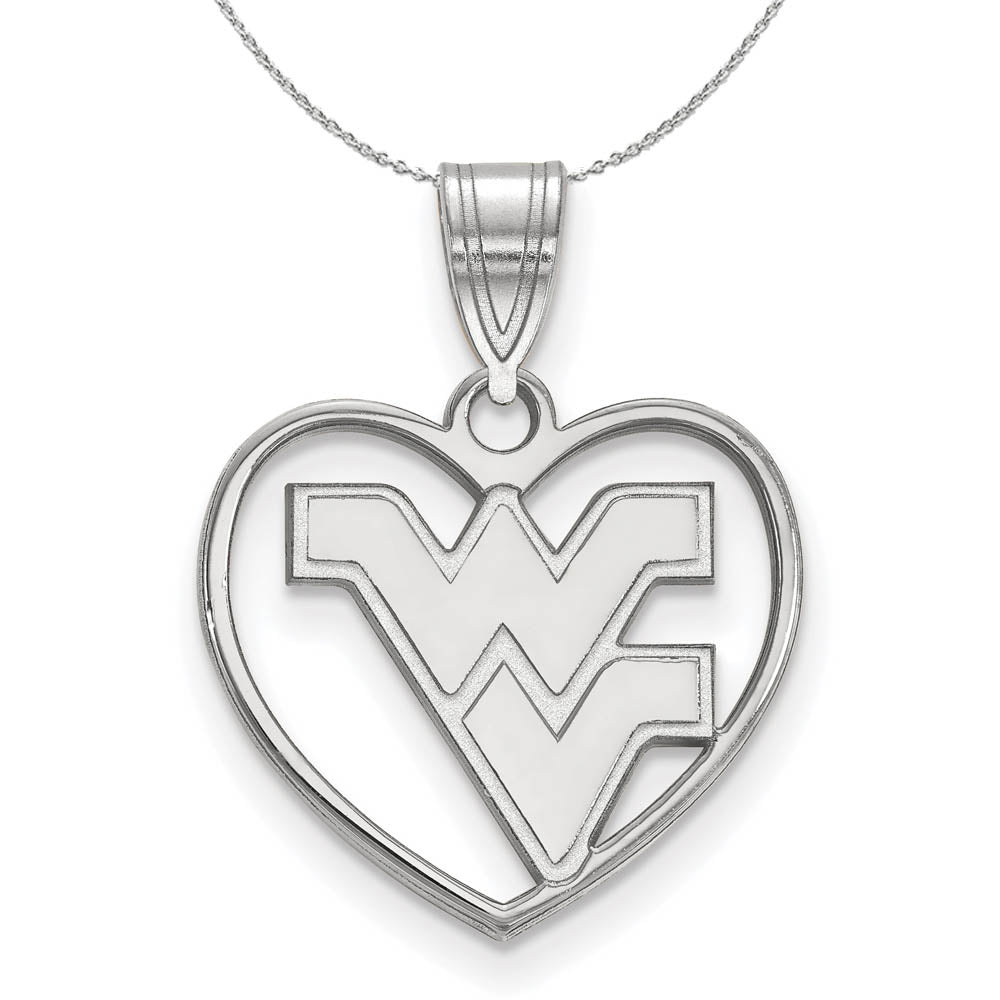 Sterling Silver West Virginia U. Heart Pendant Necklace, Item N16737 by The Black Bow Jewelry Co.