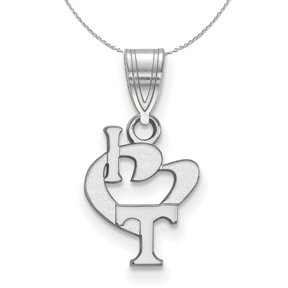 Sterling Silver U. of Tennessee Small I Love Logo Necklace, Item N16760 by The Black Bow Jewelry Co.