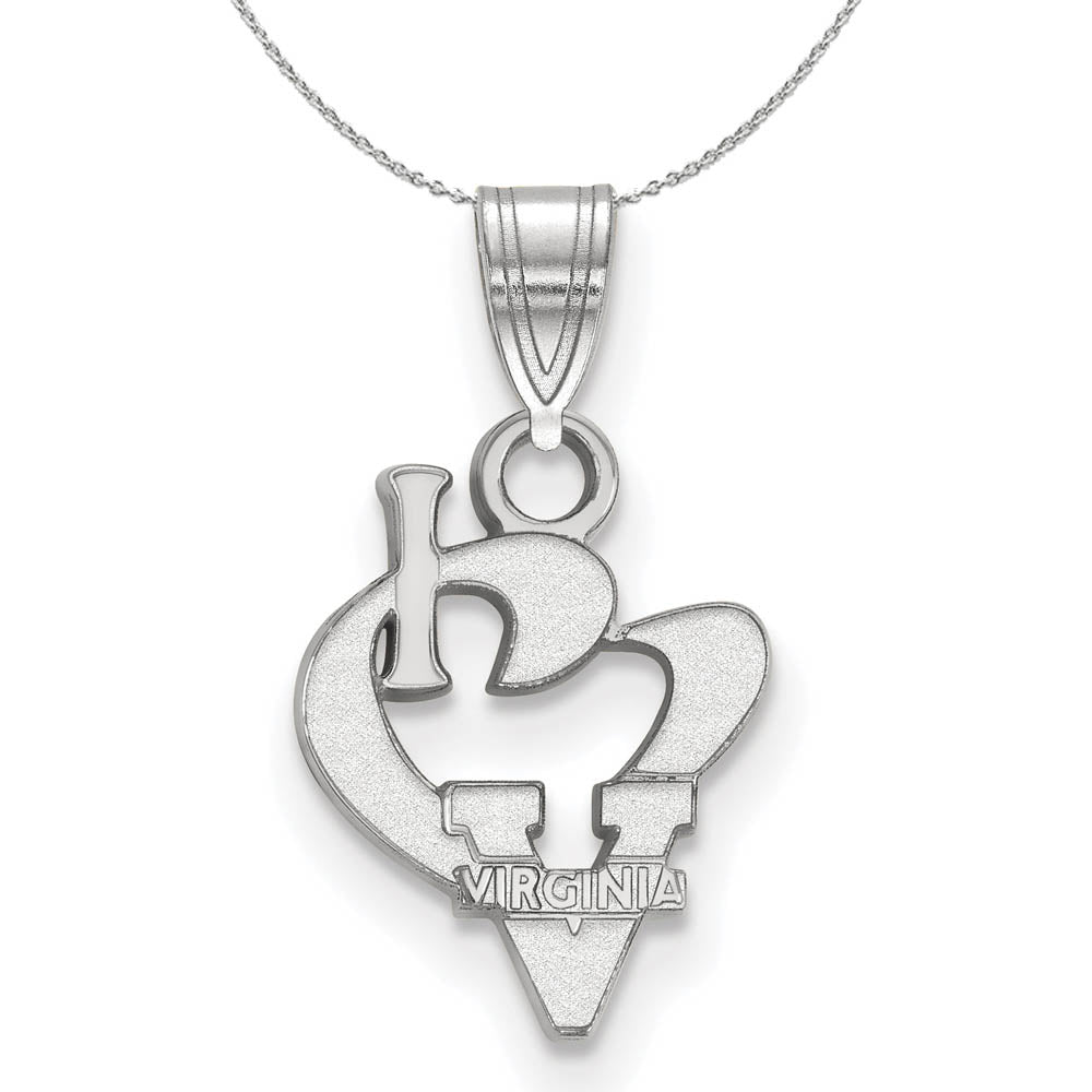 Sterling Silver U. of Virginia Small I Love Logo Pendant Necklace, Item N16761 by The Black Bow Jewelry Co.