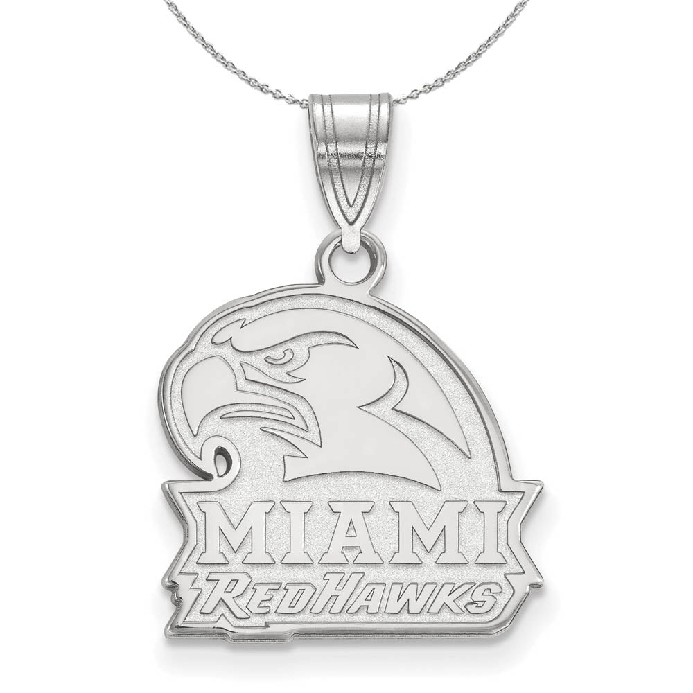 Sterling Silver Miami U Medium Pendant Necklace, Item N16771 by The Black Bow Jewelry Co.