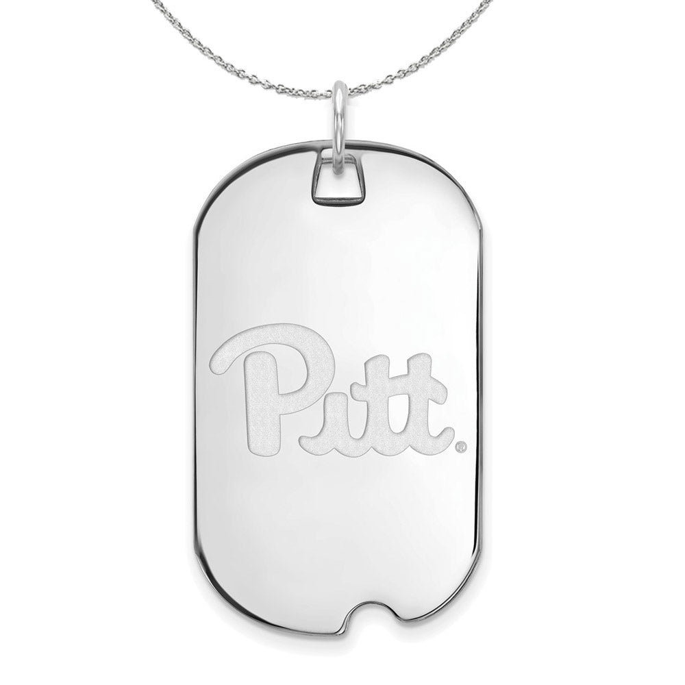 Sterling Silver U. of Pittsburgh Dog Tag Pendant Necklace
