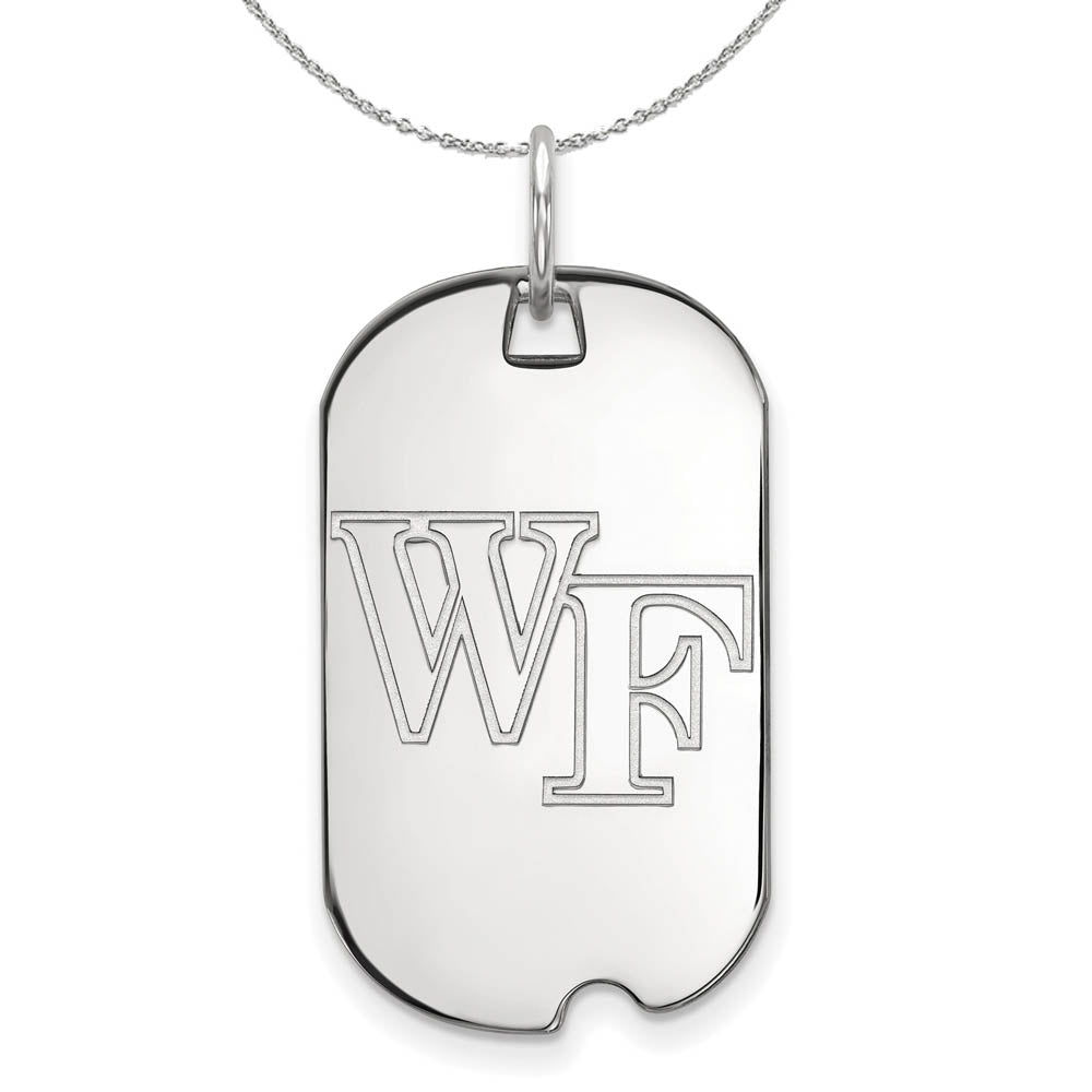 Sterling Silver Wake Forest U. Dog Tag Pendant Necklace, Item N16777 by The Black Bow Jewelry Co.