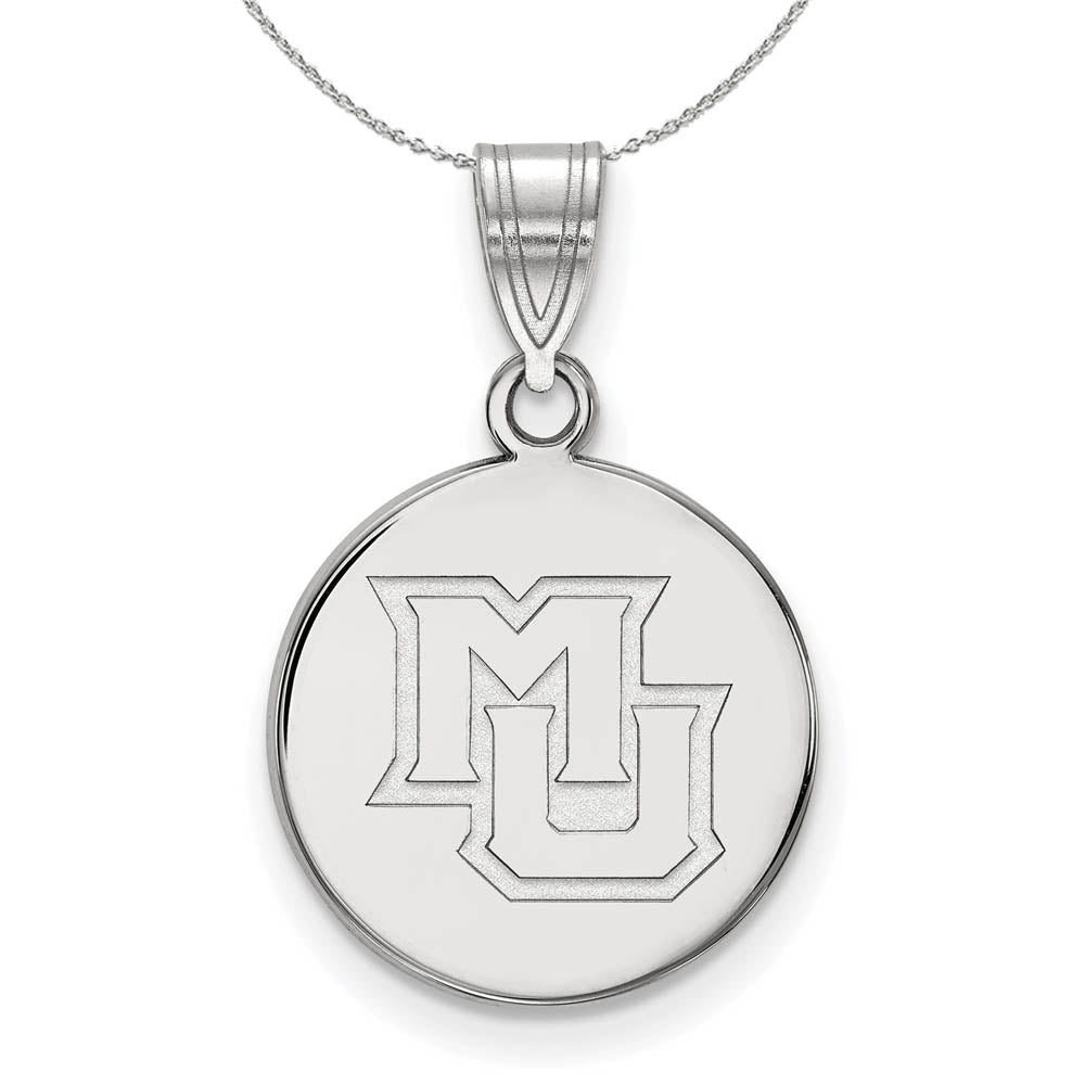 Sterling Silver Marquette U Medium Disc Pendant Necklace, Item N16780 by The Black Bow Jewelry Co.