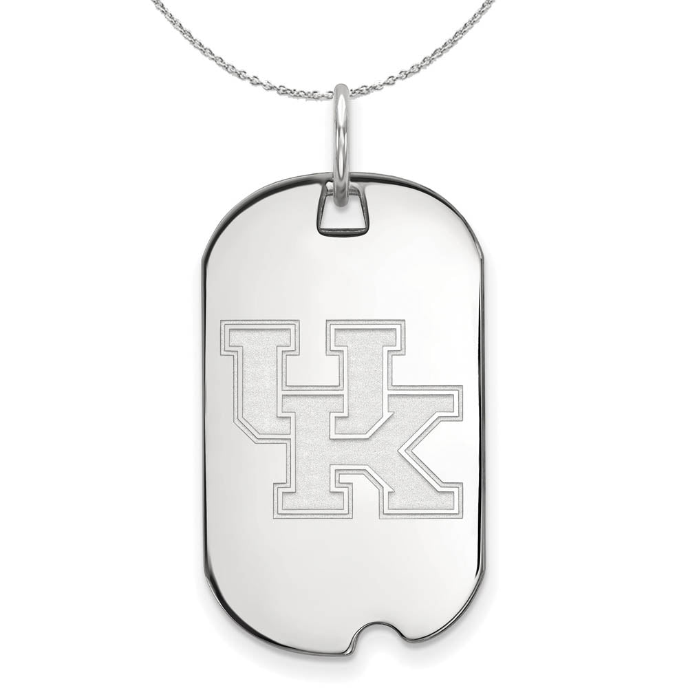 Sterling Silver U. of Kentucky Dog Tag Pendant Necklace, Item N16811 by The Black Bow Jewelry Co.