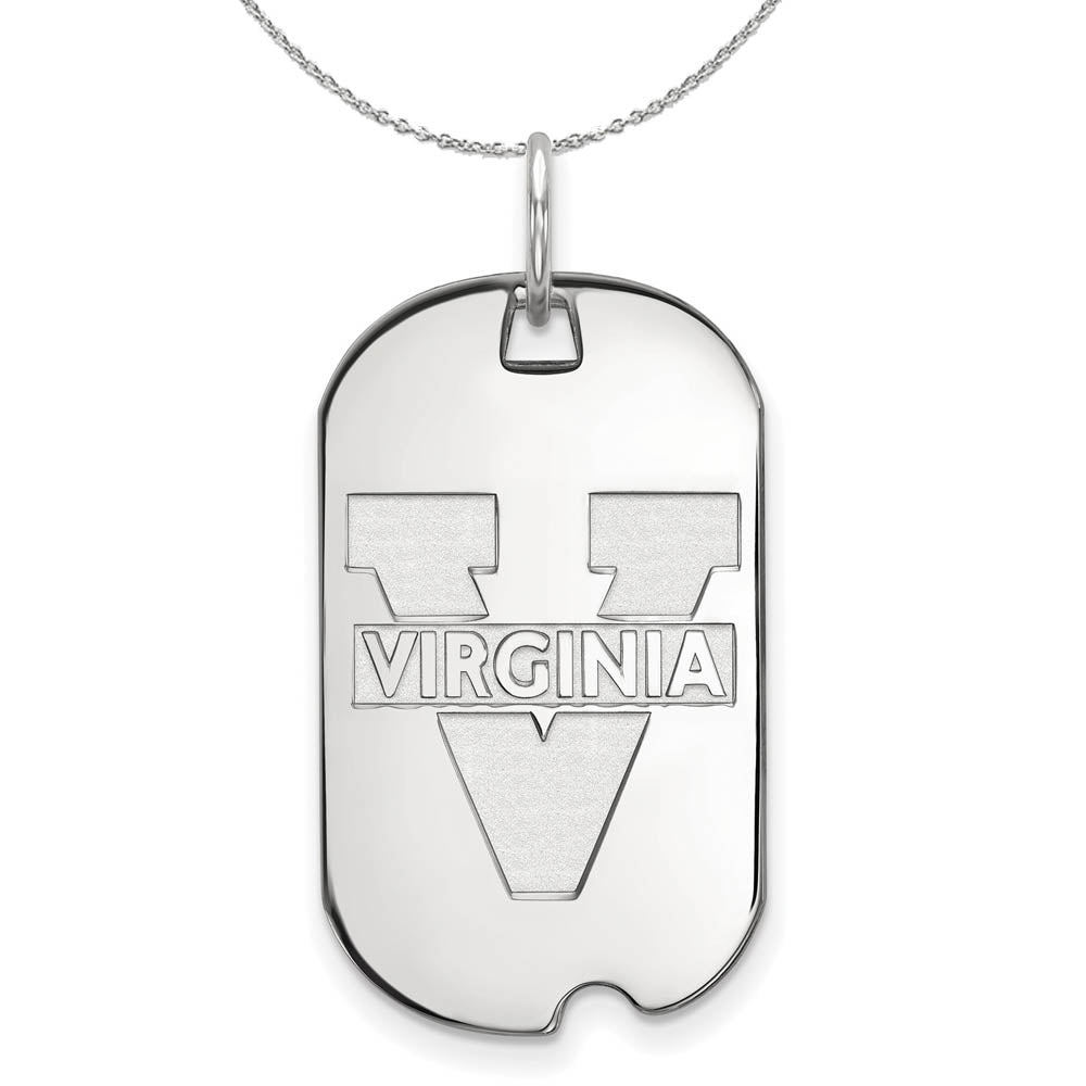 Sterling Silver U. of Virginia Dog Tag Pendant Necklace, Item N16816 by The Black Bow Jewelry Co.