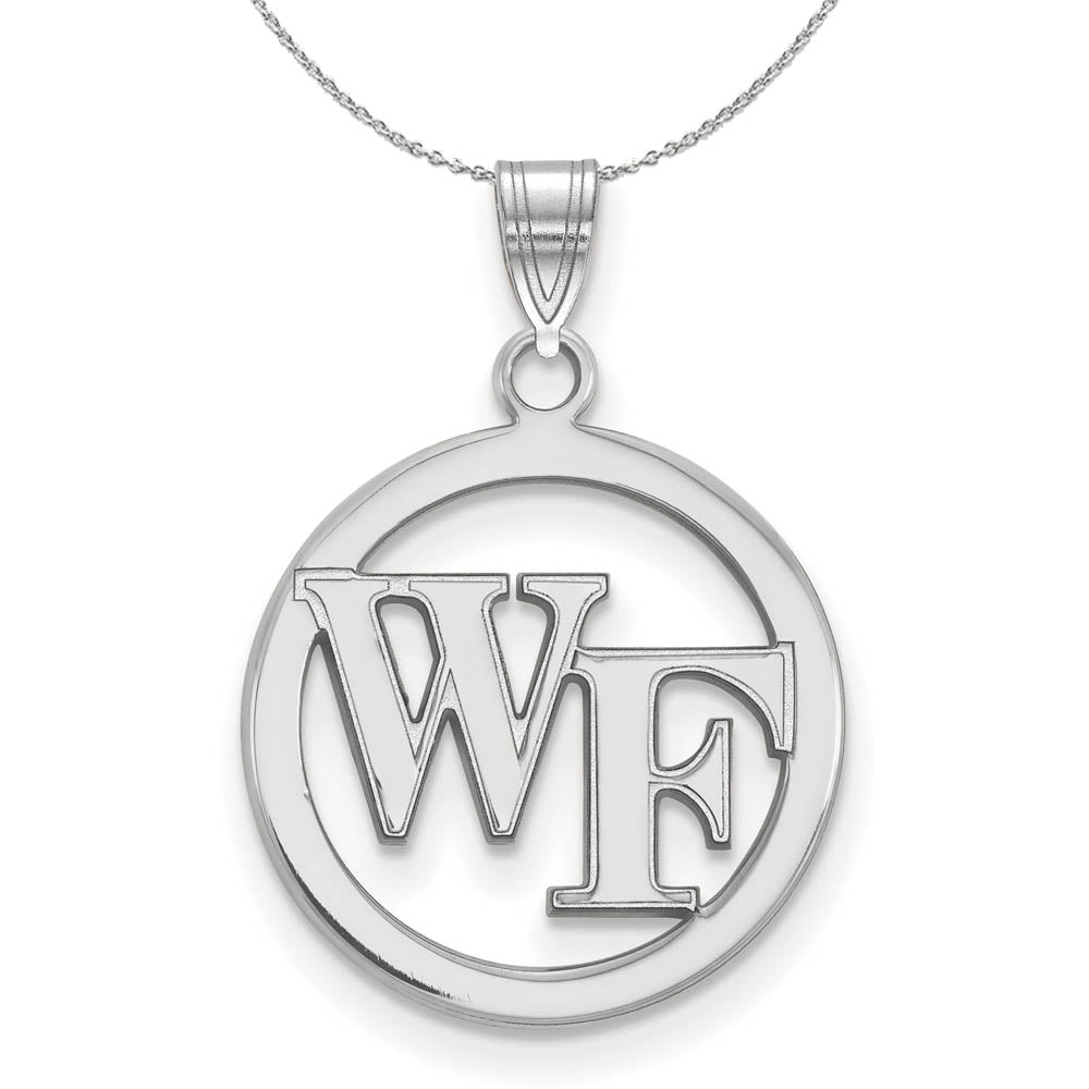 Sterling Silver Wake Forest U. Small Circle Pendant Necklace, Item N16819 by The Black Bow Jewelry Co.