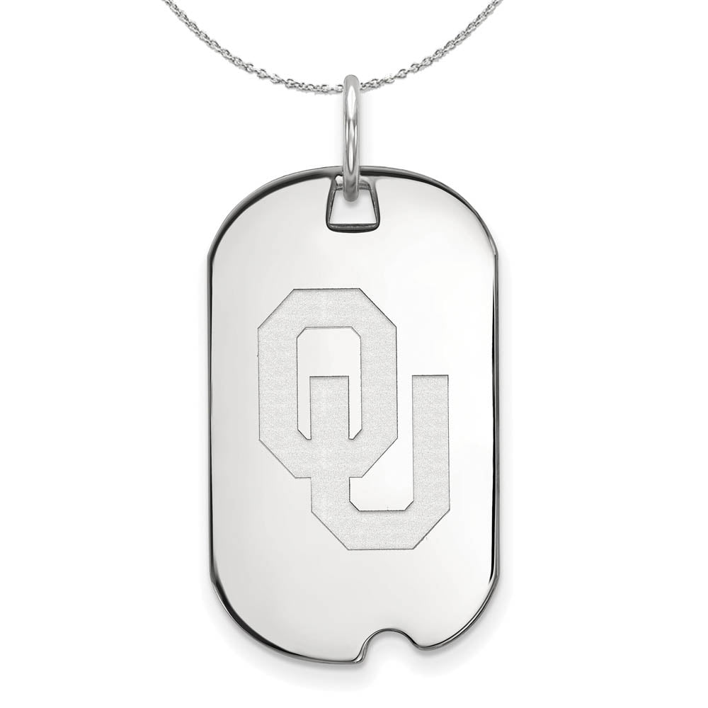 Sterling Silver U. of Oklahoma Dog Tag Necklace, Item N16822 by The Black Bow Jewelry Co.