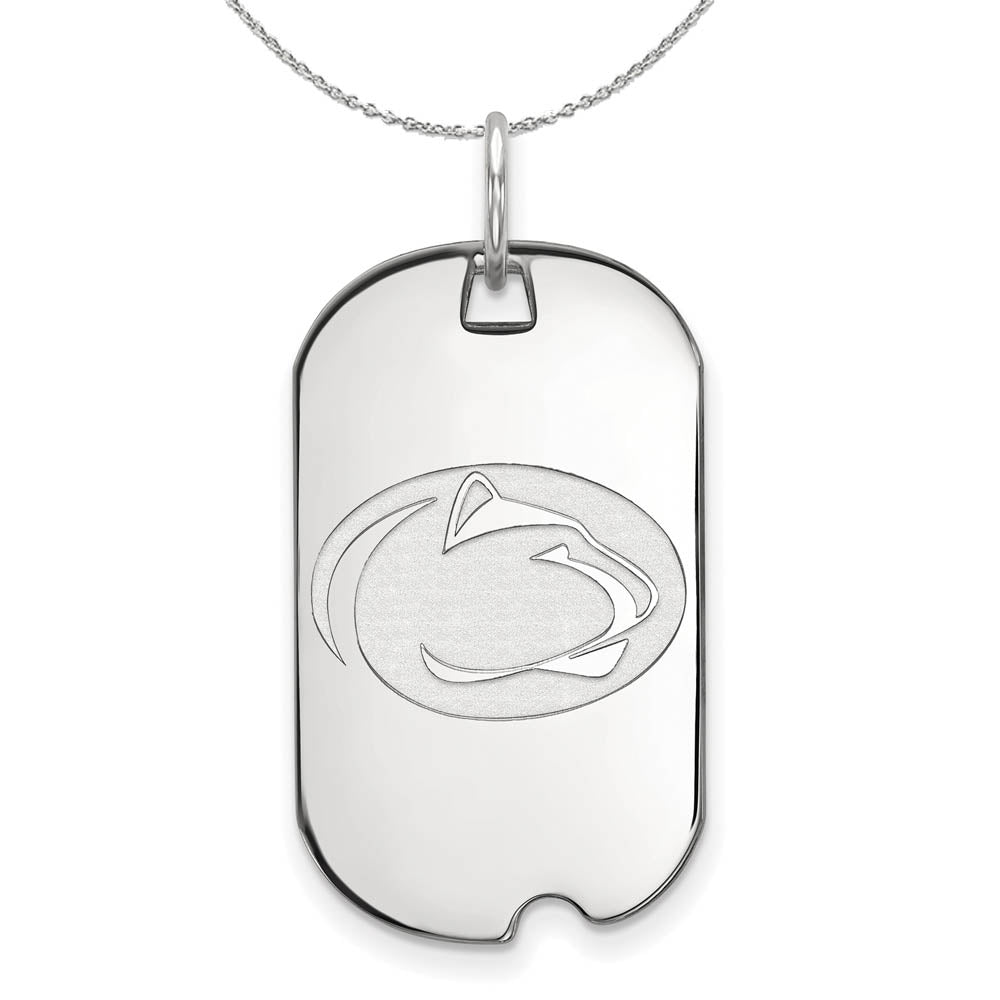 Sterling Silver Penn State Dog Tag Pendant Necklace, Item N16826 by The Black Bow Jewelry Co.