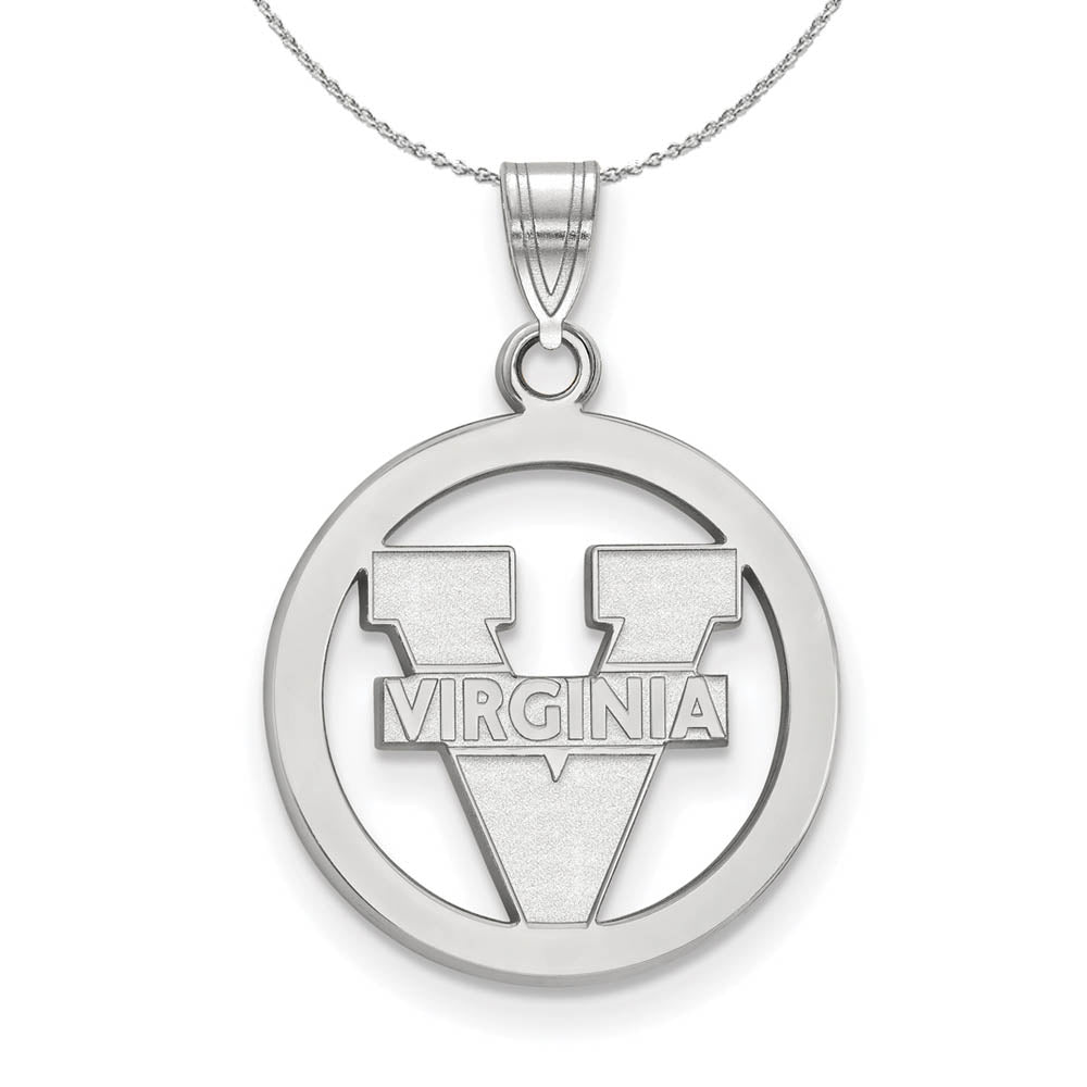 Sterling Silver U. of Virginia Small Circle Pendant Necklace, Item N16844 by The Black Bow Jewelry Co.