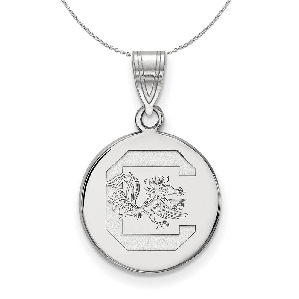 Sterling Silver South Carolina Medium Disc Pendant Necklace, Item N16874 by The Black Bow Jewelry Co.