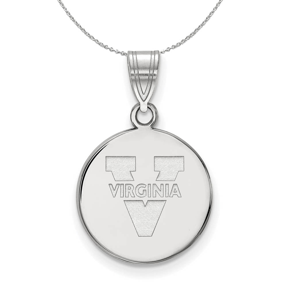 Sterling Silver U of Virginia Medium Disc Pendant Necklace, Item N16876 by The Black Bow Jewelry Co.