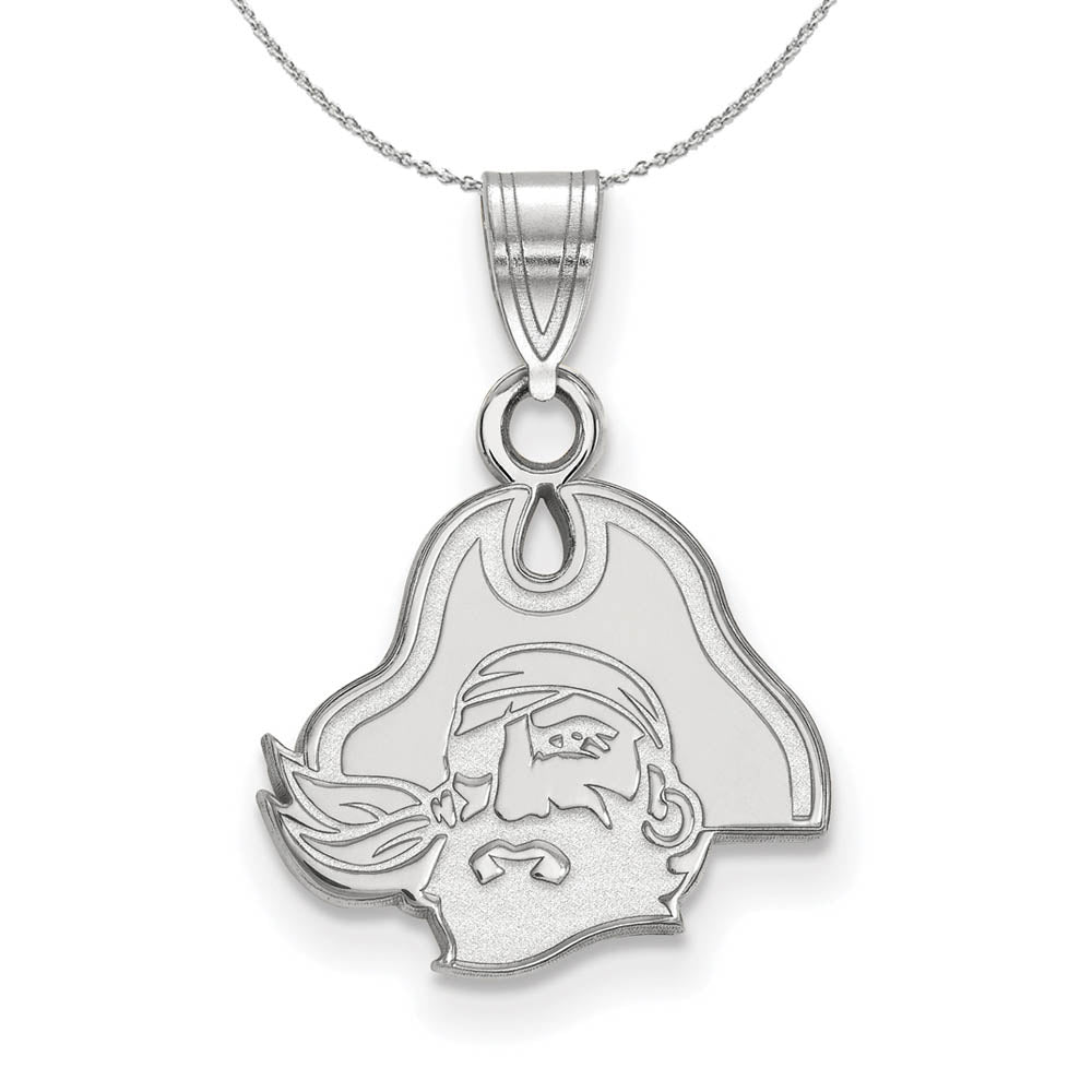 Sterling Silver East Carolina U Small Pendant Necklace, Item N16880 by The Black Bow Jewelry Co.