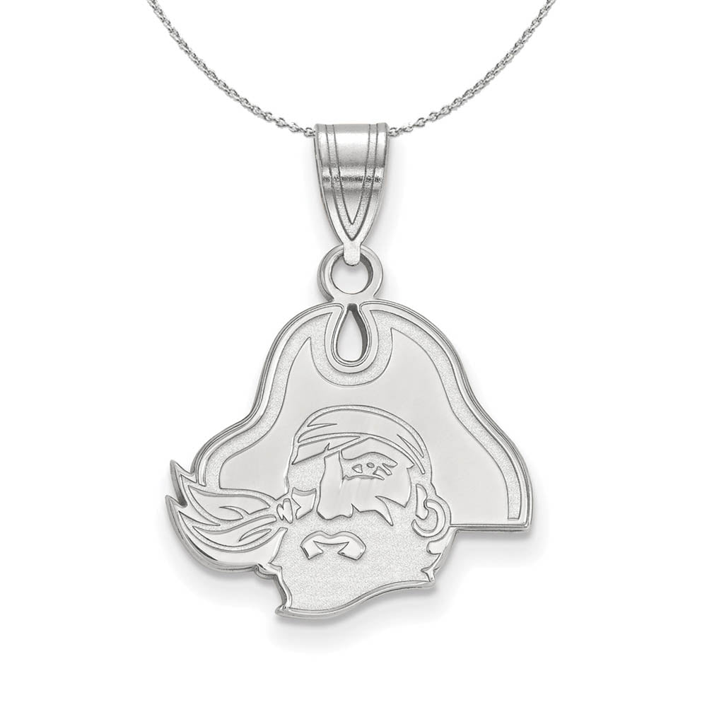 Sterling Silver East Carolina U Medium Pendant Necklace, Item N16887 by The Black Bow Jewelry Co.