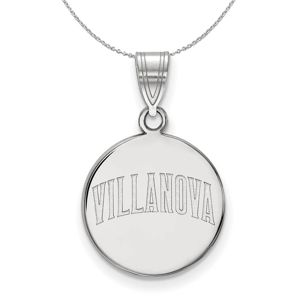 Sterling Silver Villanova U. Medium Disc Pendant Necklace, Item N16894 by The Black Bow Jewelry Co.