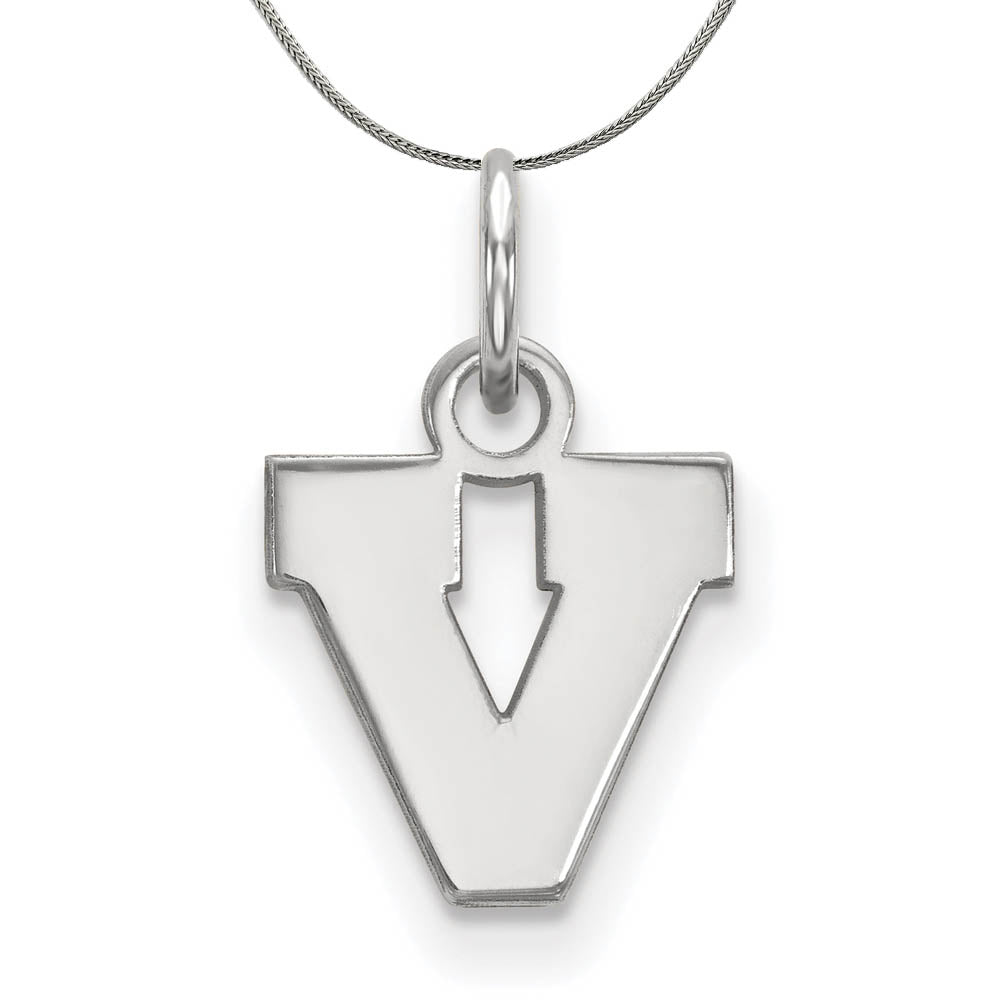 Sterling Silver U. of Virginia XS (Tiny) Initial V Necklace, Item N16903 by The Black Bow Jewelry Co.