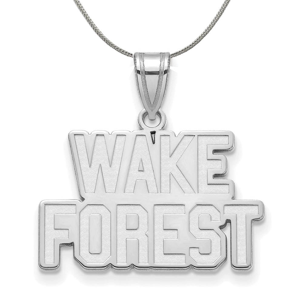 Sterling Silver Wake Forest U Medium Pendant Necklace, Item N16906 by The Black Bow Jewelry Co.