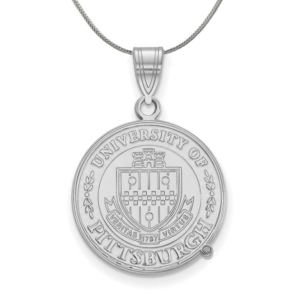 Sterling Silver U. of Pittsburgh Medium Crest Pendant Necklace, Item N16922 by The Black Bow Jewelry Co.