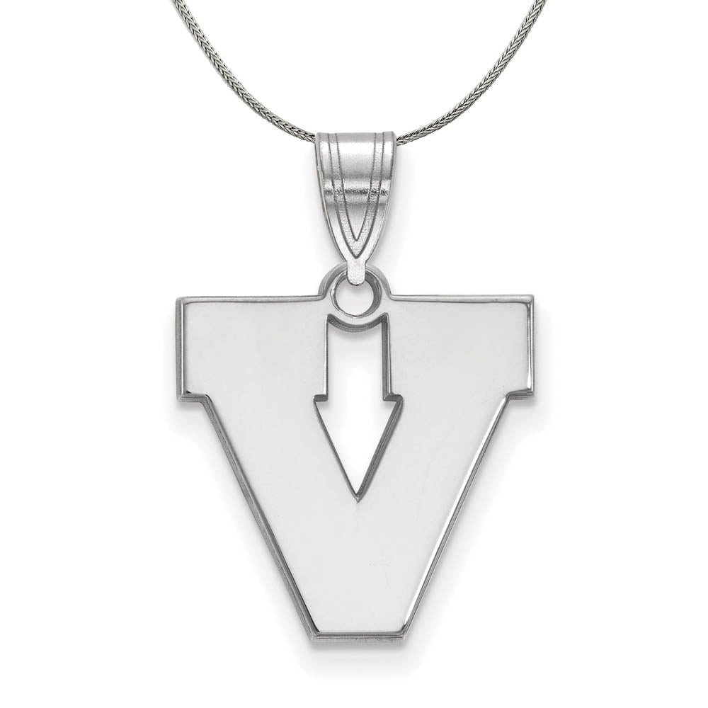 Sterling Silver U. of Virginia Medium Initial V Necklace, Item N16925 by The Black Bow Jewelry Co.