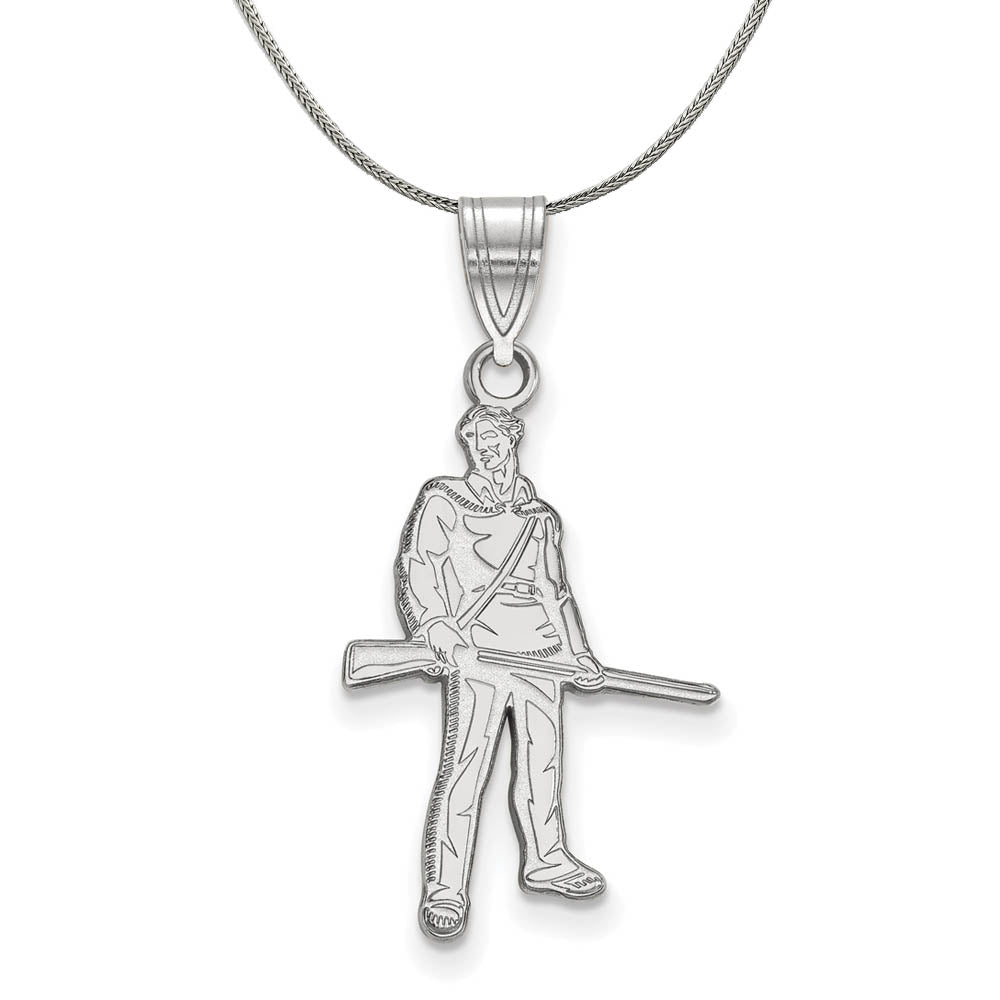 Sterling Silver West Virginia U. Medium Pendant Necklace, Item N16927 by The Black Bow Jewelry Co.