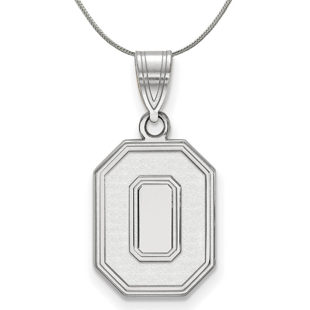 Sterling Silver Ohio State Medium 'O' Pendant Necklace, Item N16928 by The Black Bow Jewelry Co.