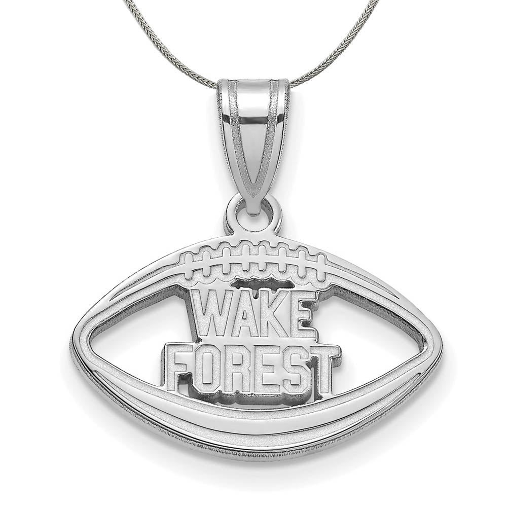 Sterling Silver Wake Forest U. Football Pendant Necklace, Item N16935 by The Black Bow Jewelry Co.