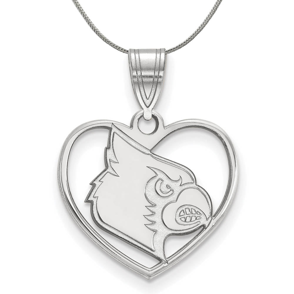 Sterling Silver U. of Louisville Heart Pendant Necklace, Item N16939 by The Black Bow Jewelry Co.