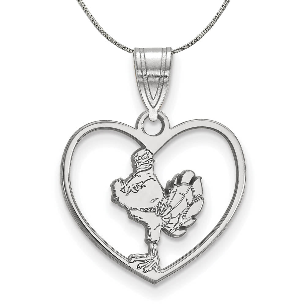 Sterling Silver Virginia Tech Heart Pendant Necklace, Item N16943 by The Black Bow Jewelry Co.