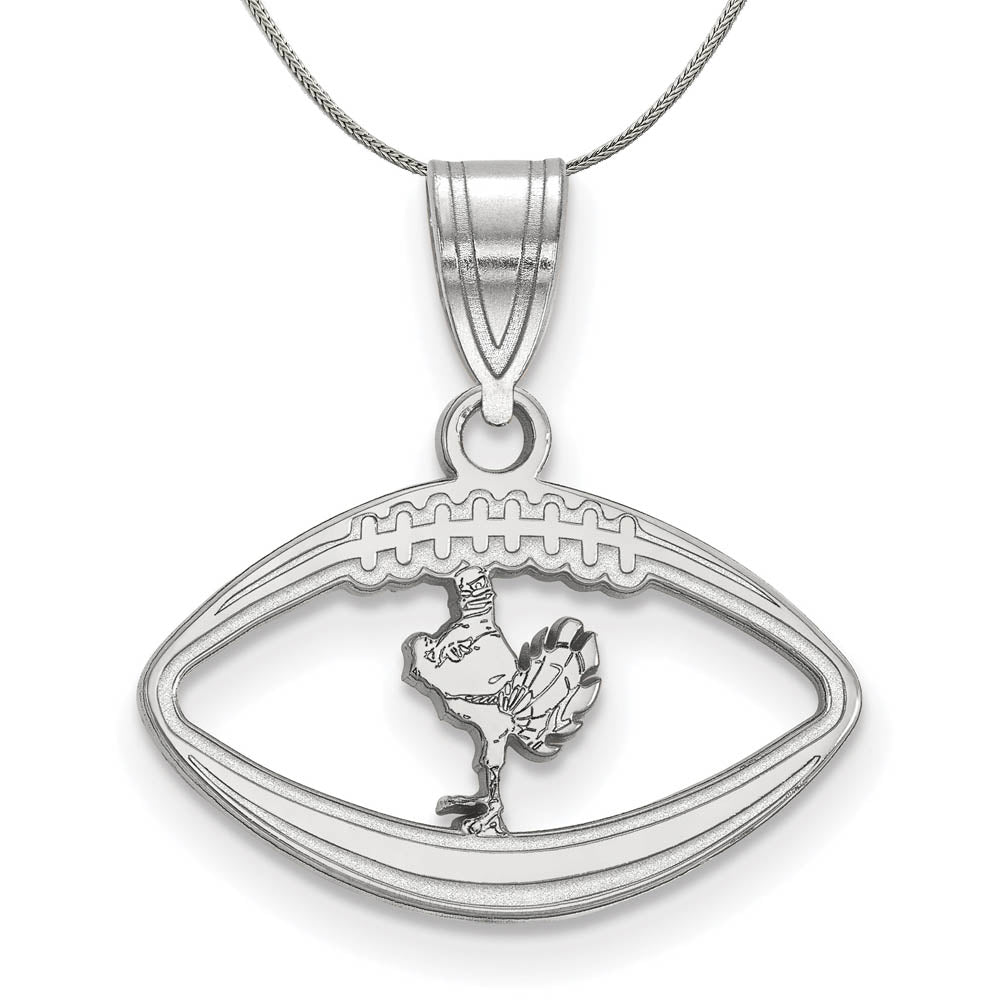 Sterling Silver Virginia Tech Football Pendant Necklace, Item N16945 by The Black Bow Jewelry Co.