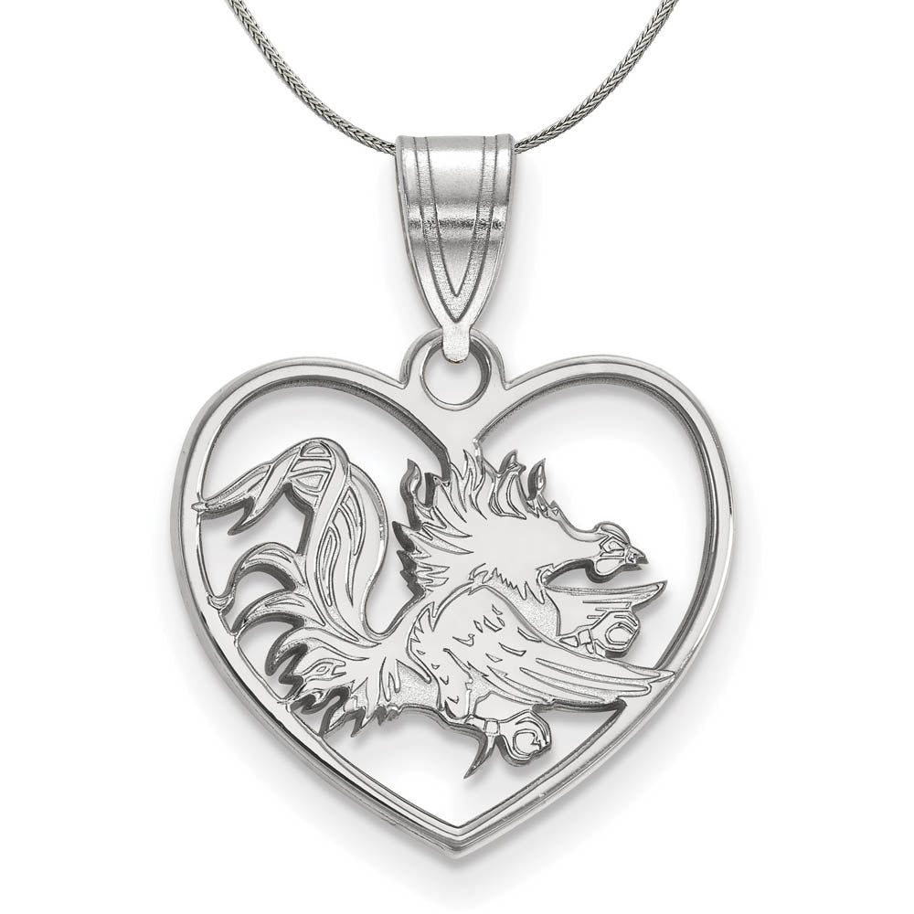 Sterling Silver South Carolina Heart Pendant Necklace, Item N16948 by The Black Bow Jewelry Co.