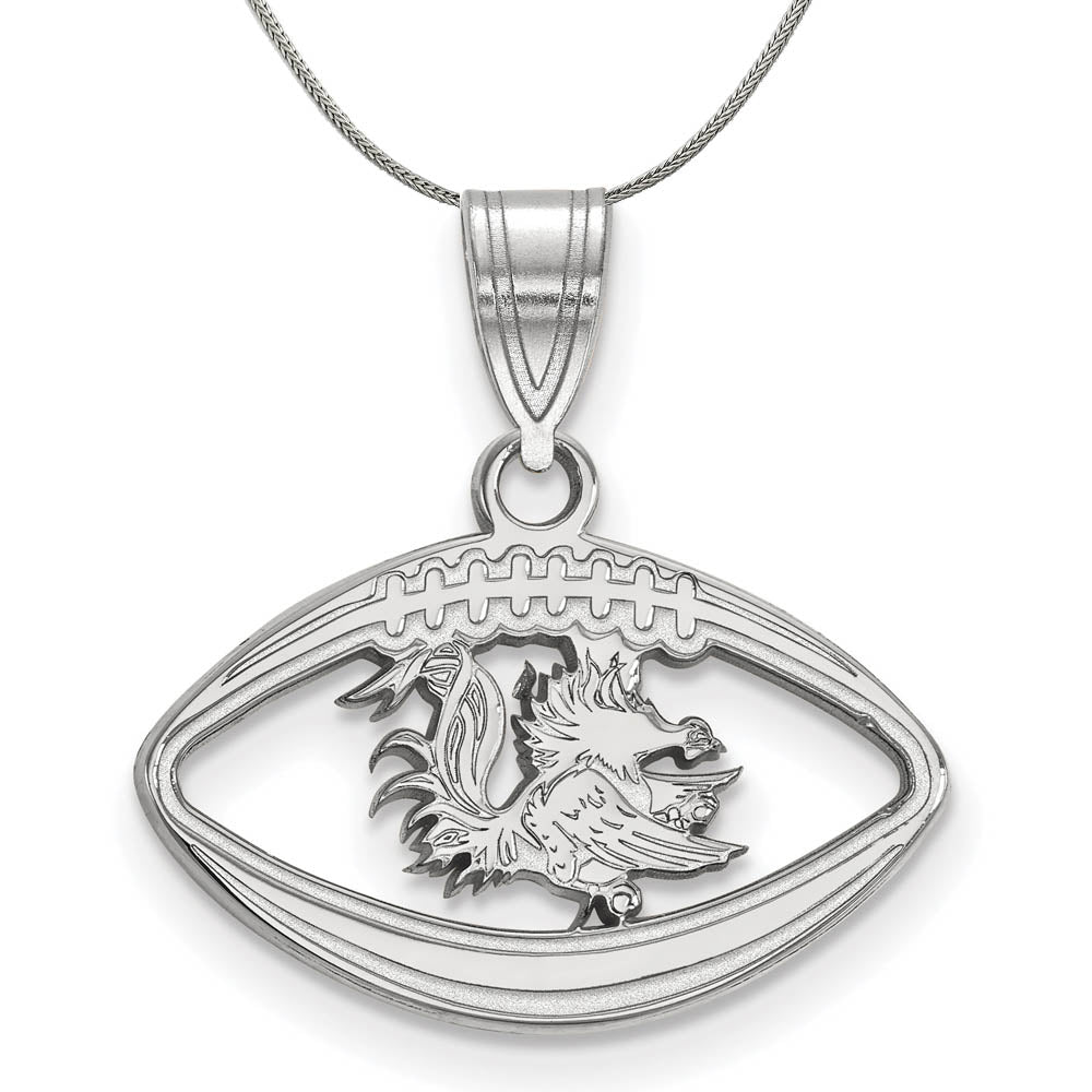 Sterling Silver South Carolina Football Pendant Necklace, Item N16953 by The Black Bow Jewelry Co.