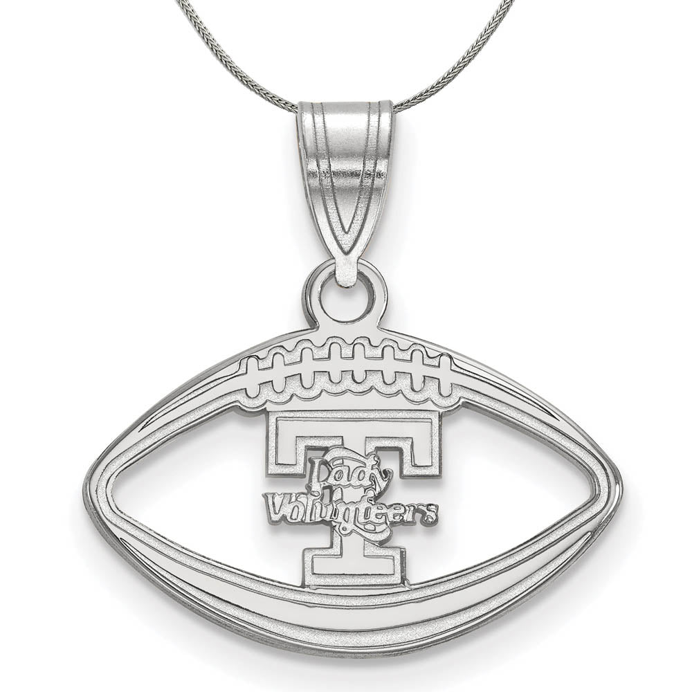 Sterling Silver U. of Tennessee Football Pendant Necklace, Item N16954 by The Black Bow Jewelry Co.