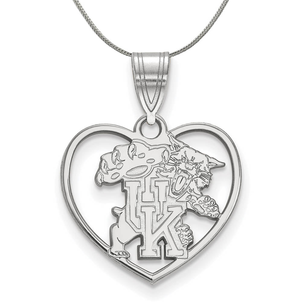 Sterling Silver U. of Kentucky Heart Pendant Necklace, Item N16958 by The Black Bow Jewelry Co.