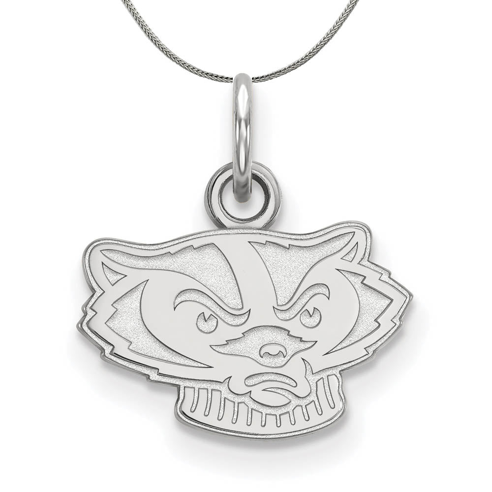 Sterling Silver U. of Wisconsin XS (Tiny) Badger Necklace, Item N16960 by The Black Bow Jewelry Co.