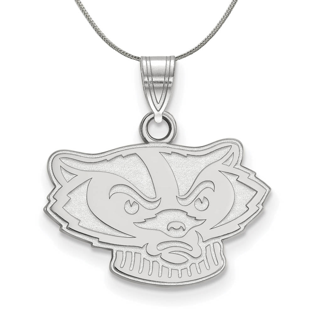Sterling Silver U. of Wisconsin Small Badger Necklace, Item N16961 by The Black Bow Jewelry Co.