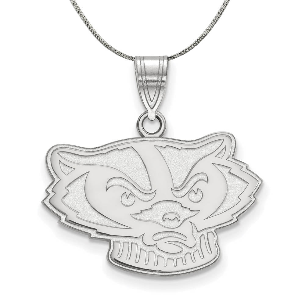 Sterling Silver U. of Wisconsin Medium Badger Necklace, Item N16967 by The Black Bow Jewelry Co.