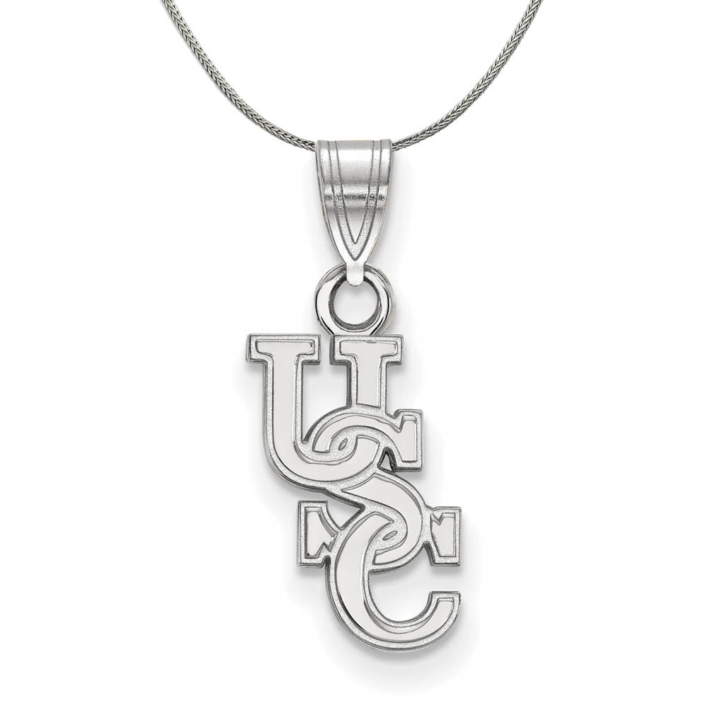 Sterling Silver South Carolina Small 'USC' Pendant Necklace, Item N16973 by The Black Bow Jewelry Co.