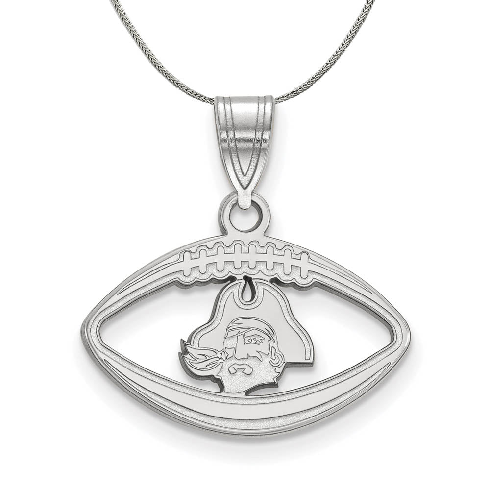 Sterling Silver East Carolina U Football Pendant Necklace, Item N16990 by The Black Bow Jewelry Co.