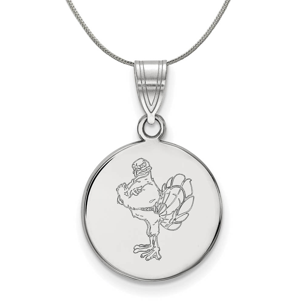 Sterling Silver Virginia Tech Medium Disc Pendant Necklace, Item N17007 by The Black Bow Jewelry Co.