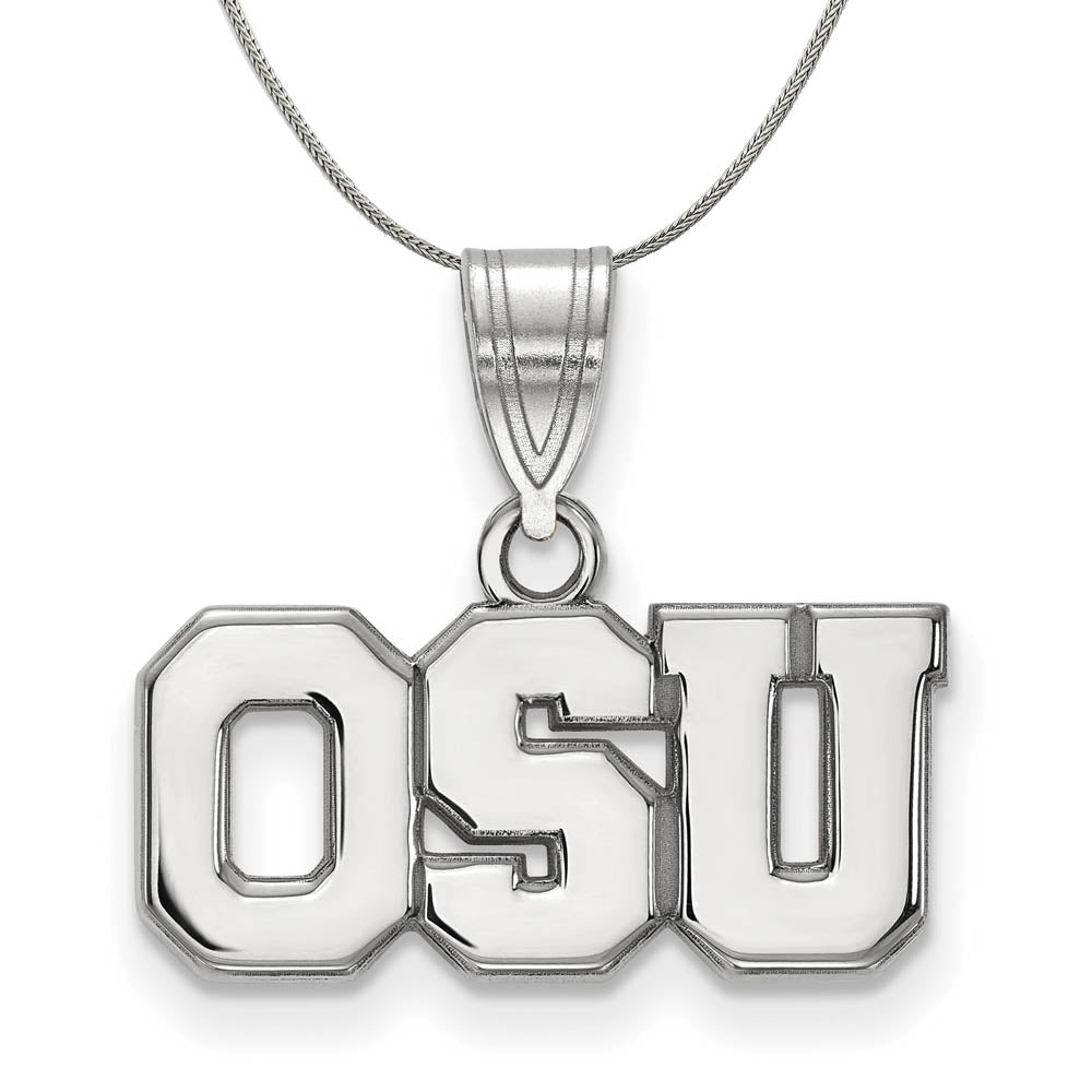 Sterling Silver Ohio State Medium 'OSU' Necklace, Item N17010 by The Black Bow Jewelry Co.