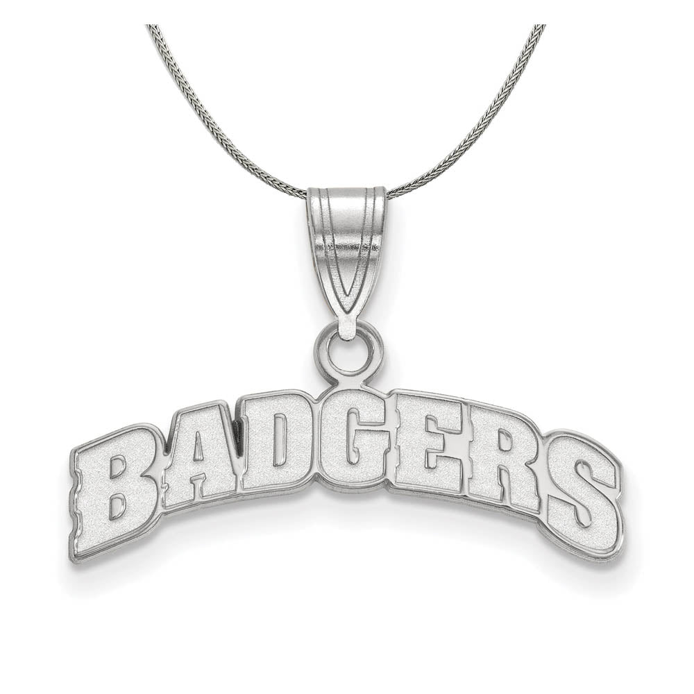 Sterling Silver U. of Wisconsin Medium Script Necklace, Item N17012 by The Black Bow Jewelry Co.