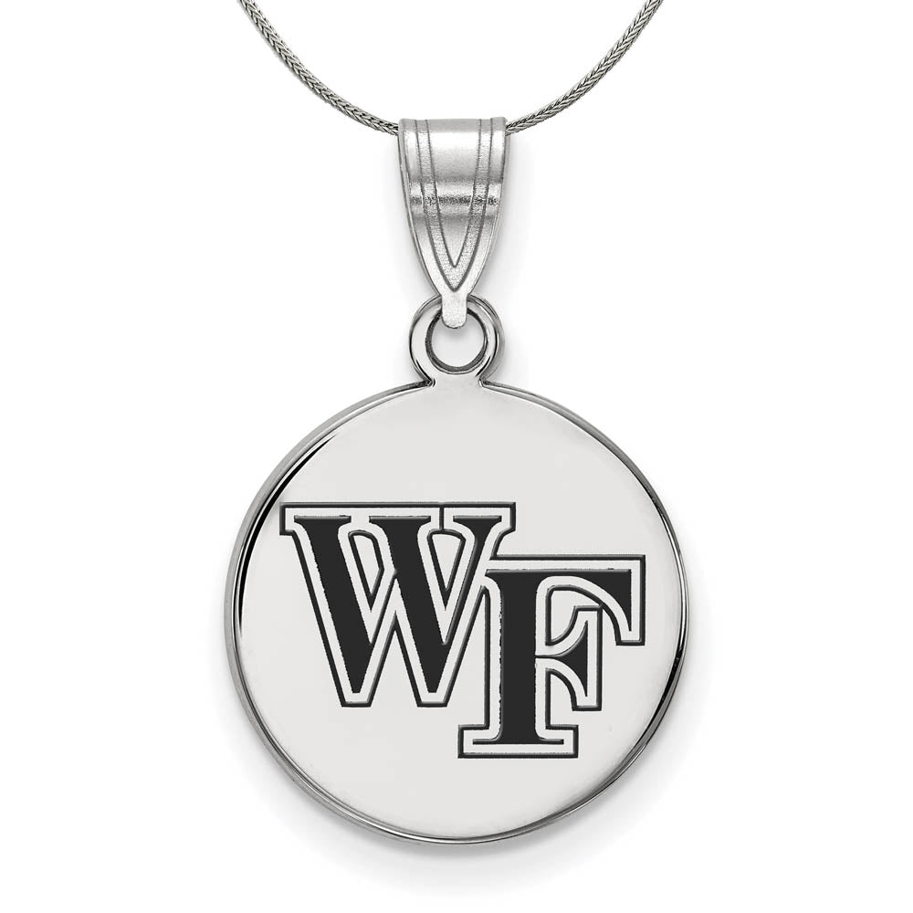 Sterling Silver Wake Forest U. Md Enamel Disc Necklace, Item N17033 by The Black Bow Jewelry Co.