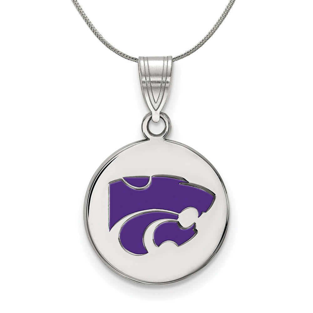 Sterling Silver Kansas State Md Enamel Disc Necklace, Item N17042 by The Black Bow Jewelry Co.
