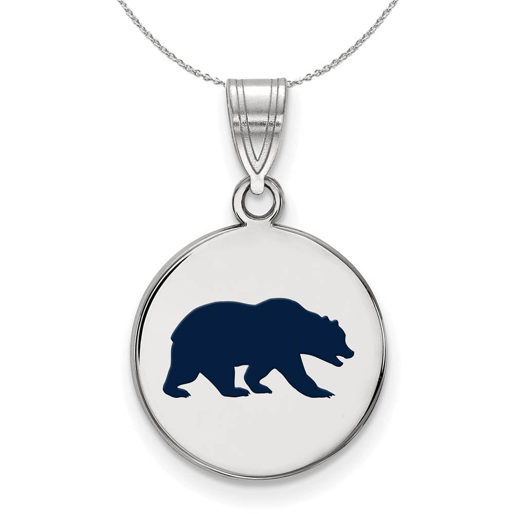 Sterling Silver California Berkeley Medium Enamel Disc Necklace, Item N17063 by The Black Bow Jewelry Co.