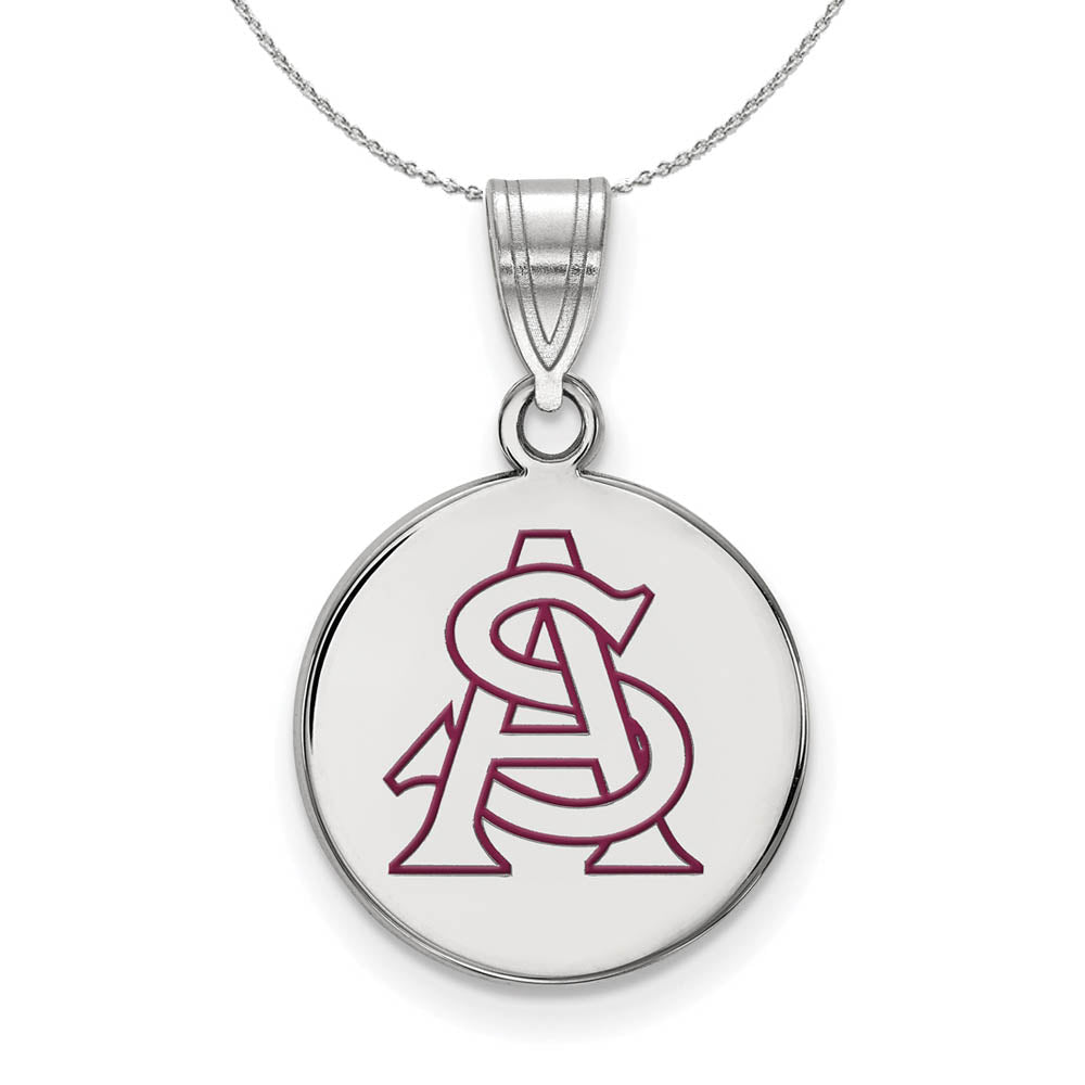 Sterling Silver Arizona State Medium Enamel Disc Pendant Necklace, Item N17067 by The Black Bow Jewelry Co.