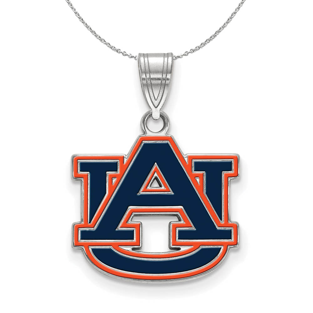 Sterling Silver Auburn U Medium Enamel Pendant Necklace, Item N17075 by The Black Bow Jewelry Co.