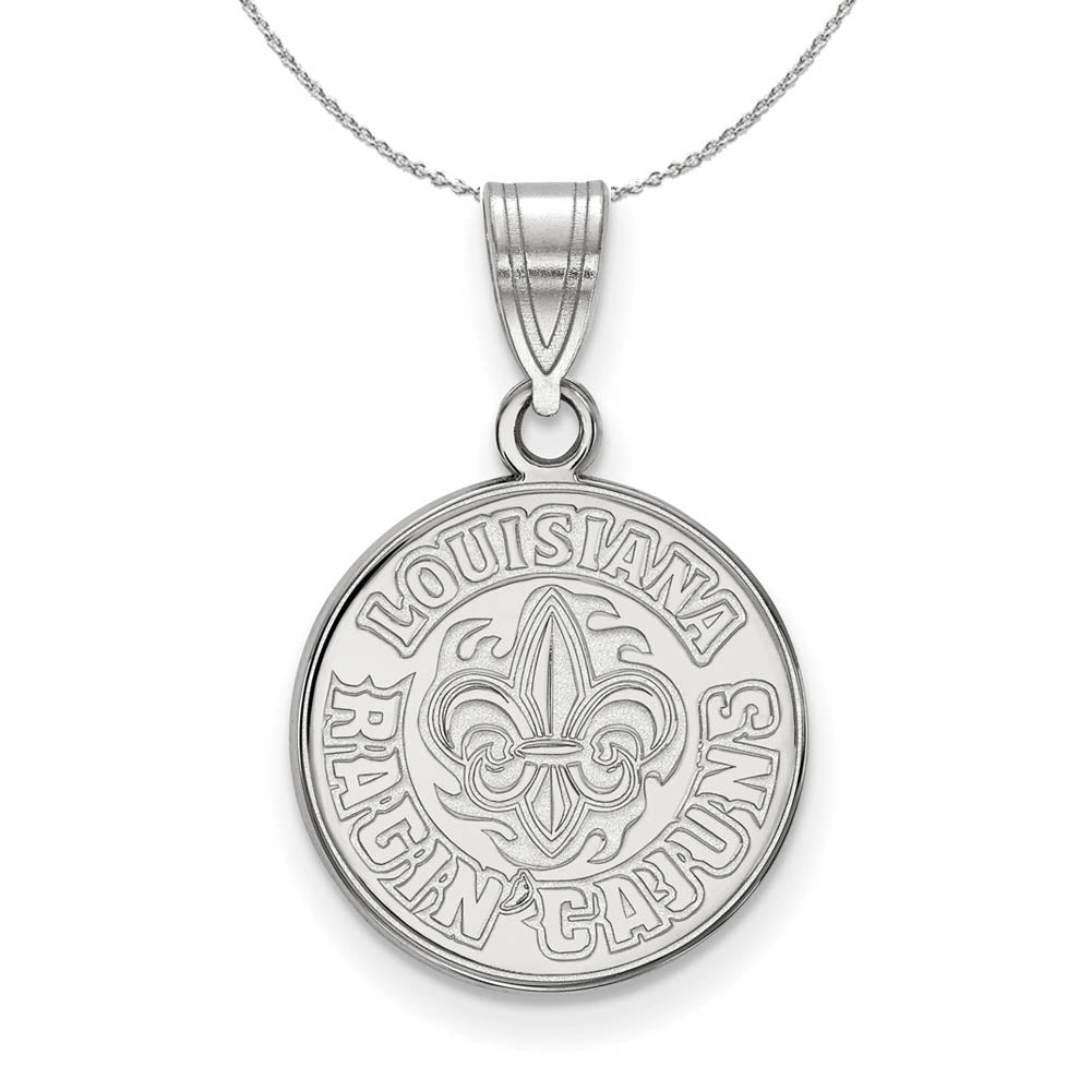 Sterling Silver U. of Louisiana at Lafayette Medium Necklace, Item N17086 by The Black Bow Jewelry Co.