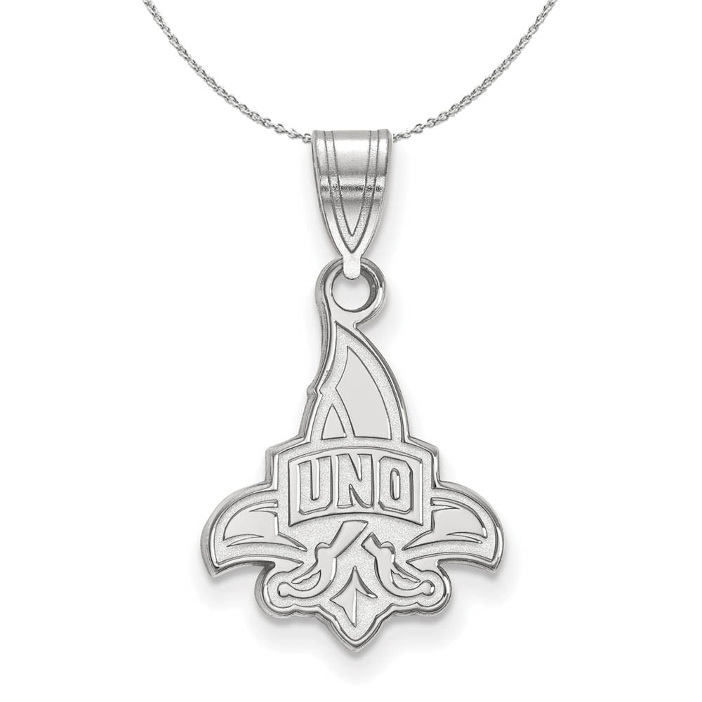 Sterling Silver U. of New Orleans Medium Pendant Necklace, Item N17089 by The Black Bow Jewelry Co.