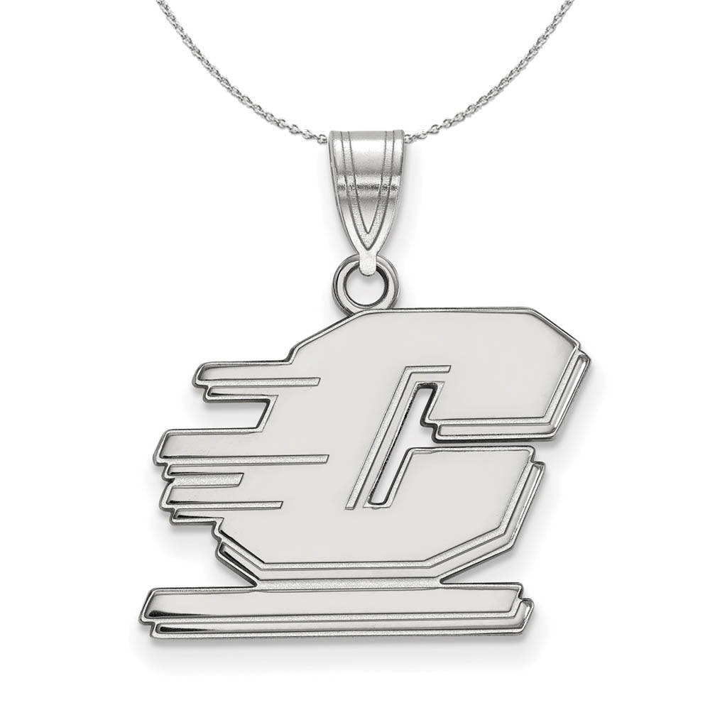 Sterling Silver Central Michigan U Medium Pendant Necklace, Item N17095 by The Black Bow Jewelry Co.